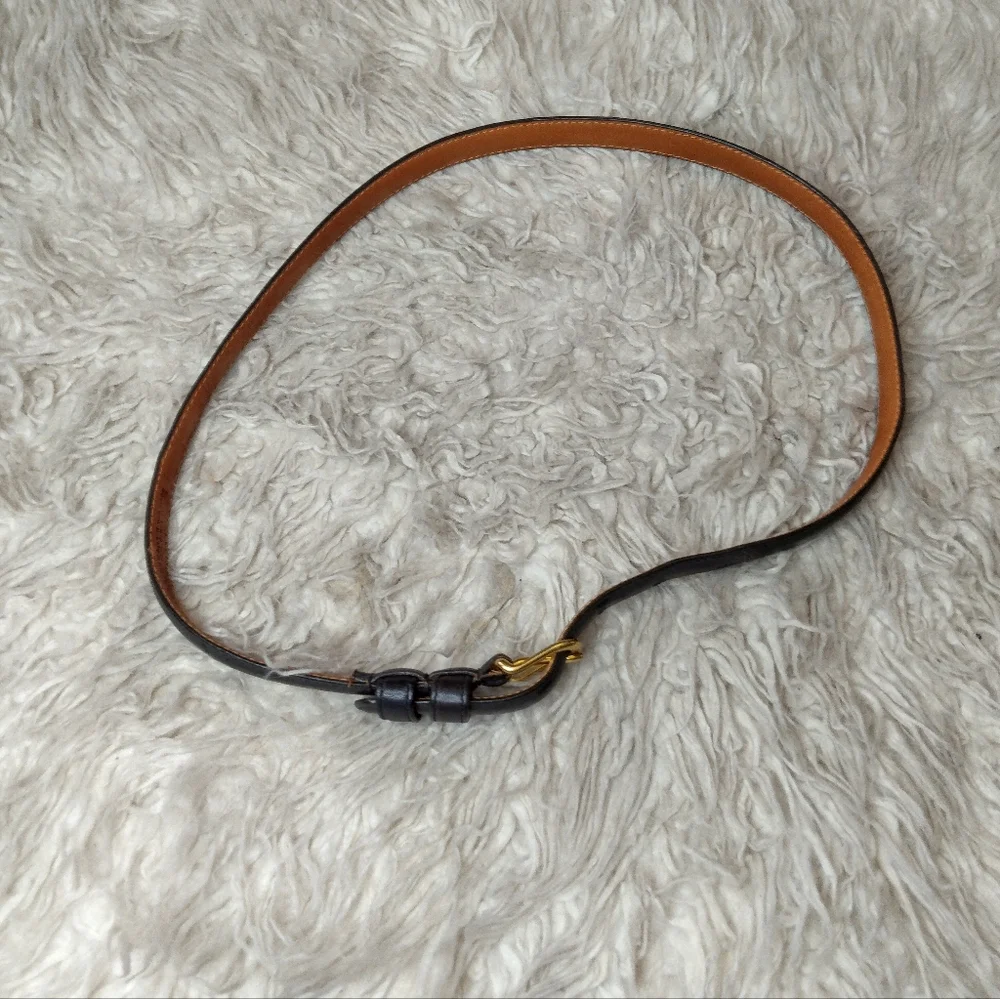 Coach Cowhide Leather Belt With Brass Buckle